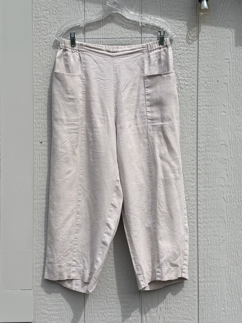 Habitat Clothes To LIve In M Natural Linen Wide Leg Crop Pants